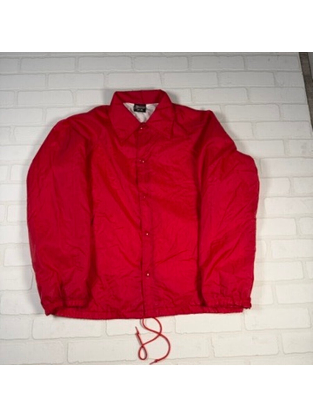 Vintage Athletic Works Nylon Snap Front Windbreaker Jacket Size Medium Made USA